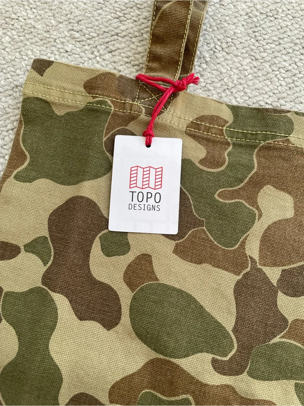 NWT Topo Designs Utility Canvas Tote, Duck Camo, One Size